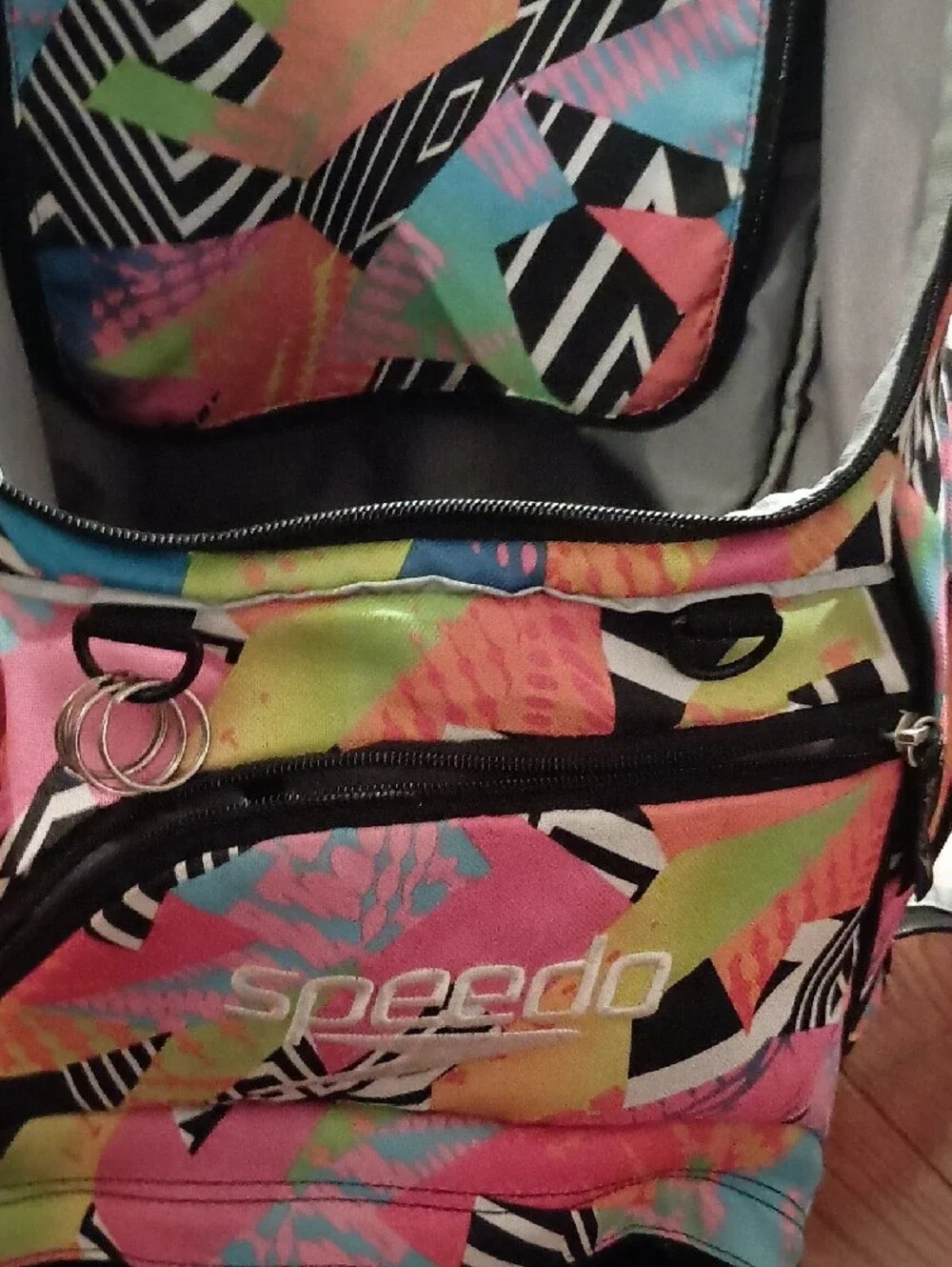 Speedo Multicolor Geometric Pink Teal Yellow Backpack